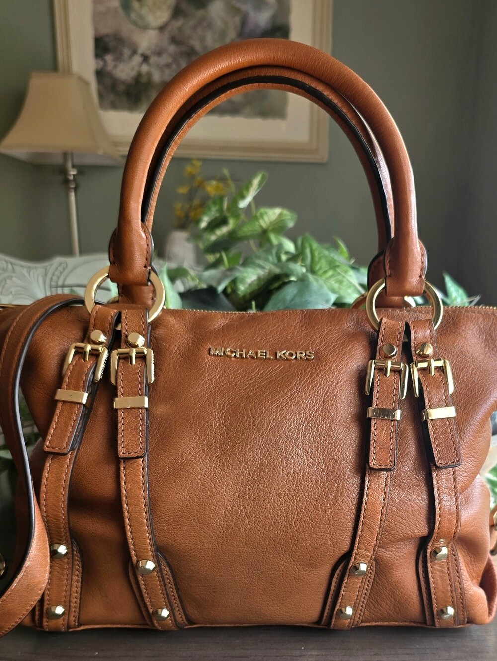 Michael Kors Medium Leigh Vintage Leather Satchel / Crossbody